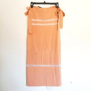 NEW Revolve NBD Midi Maxi Band Ribbon Tie Striped Coral Skirt Size XL